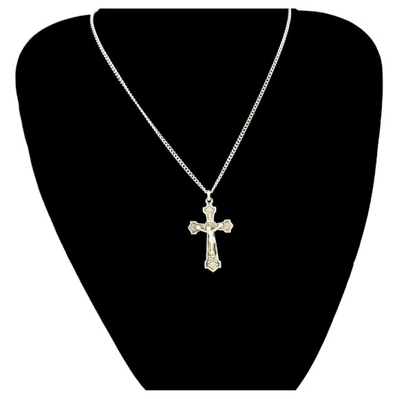 Rose Crucifix Cross Pendant on Chain Necklace - Picture 6 of 8